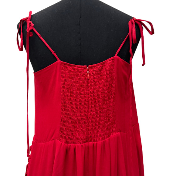 NWT Reformation Pisa Red Crepe Maxi Strap Open Back Dress Size 14 - Picture 3 of 11